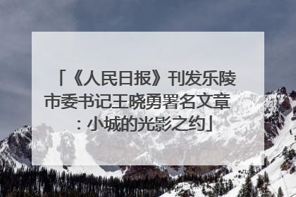 《人民日报》刊发乐陵市委书记王晓勇署名文章：小城的光影之约