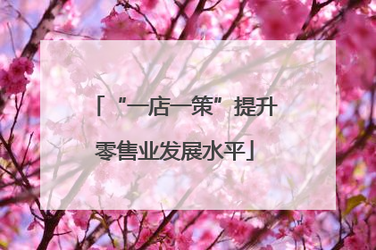 “一店一策”提升零售业发展水平