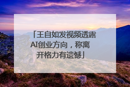 王自如发视频透露AI创业方向，称离开格力有遗憾