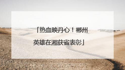热血映丹心！郴州英雄在湘获省表彰