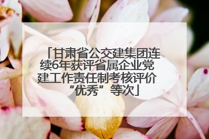 甘肃省公交建集团连续6年获评省属企业党建工作责任制考核评价“优秀”等次