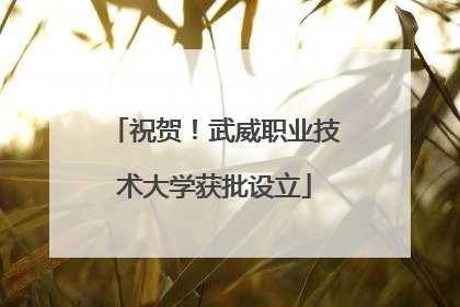 祝贺！武威职业技术大学获批设立