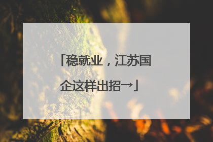 稳就业，江苏国企这样出招→