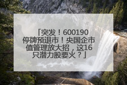 突发！600190停牌预退市！央国企市值管理放大招，这16只潜力股要火？