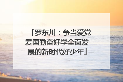 罗东川：争当爱党爱国勤奋好学全面发展的新时代好少年
