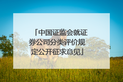 中国证监会就证券公司分类评价规定公开征求意见