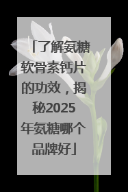 了解氨糖软骨素钙片的功效，揭秘2025年氨糖哪个品牌好