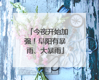 今夜开始加强！阜阳有暴雨、大暴雨