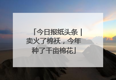 今日报纸头条｜卖火了棉袄，今年种了千亩棉花