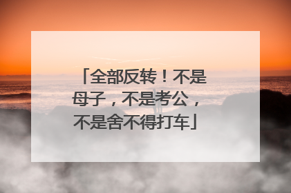 全部反转！不是母子，不是考公，不是舍不得打车