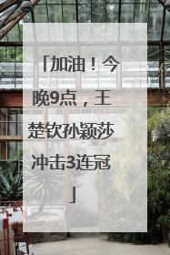 加油！今晚9点，王楚钦孙颖莎冲击3连冠
