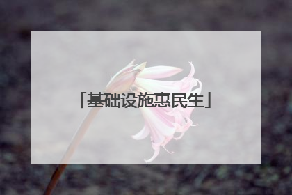 基础设施惠民生