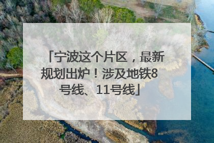 宁波这个片区，最新规划出炉！涉及地铁8号线、11号线
