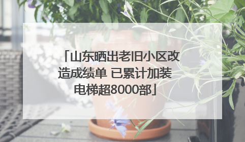 山东晒出老旧小区改造成绩单 已累计加装电梯超8000部