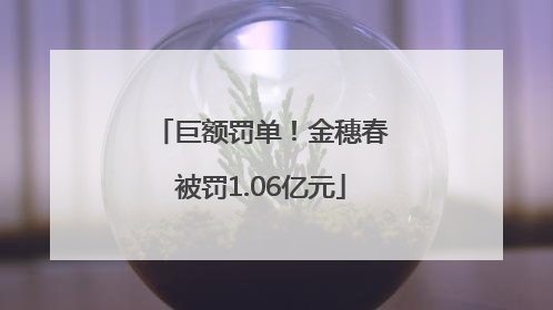 巨额罚单！金穗春被罚1.06亿元