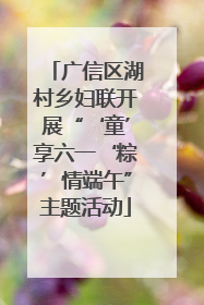 广信区湖村乡妇联开展“‘童’享六一‘粽’情端午”主题活动