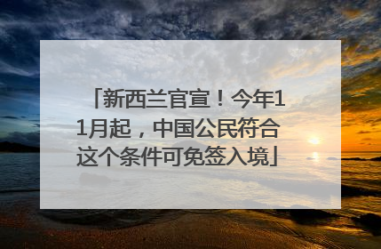 新西兰官宣！今年11月起，中国公民符合这个条件可免签入境