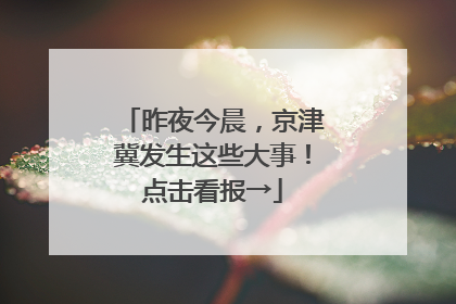 昨夜今晨，京津冀发生这些大事！点击看报→