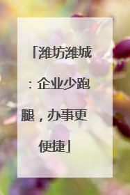 潍坊潍城：企业少跑腿，办事更便捷