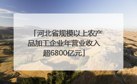 河北省规模以上农产品加工企业年营业收入超6800亿元