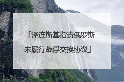 泽连斯基指责俄罗斯未履行战俘交换协议