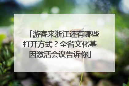 游客来浙江还有哪些打开方式？全省文化基因激活会议告诉你