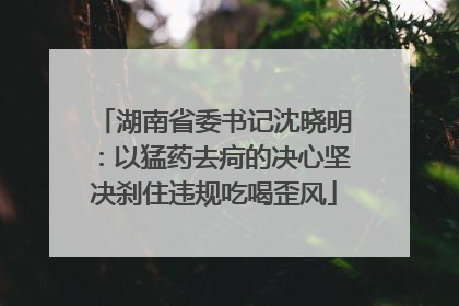 湖南省委书记沈晓明：以猛药去疴的决心坚决刹住违规吃喝歪风