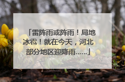 雷阵雨或阵雨！局地冰雹！就在今天，河北部分地区迎降雨……