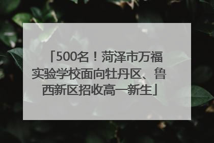 500名！菏泽市万福实验学校面向牡丹区、鲁西新区招收高一新生